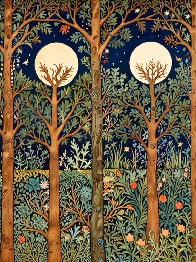William Morris Moonlit Woods