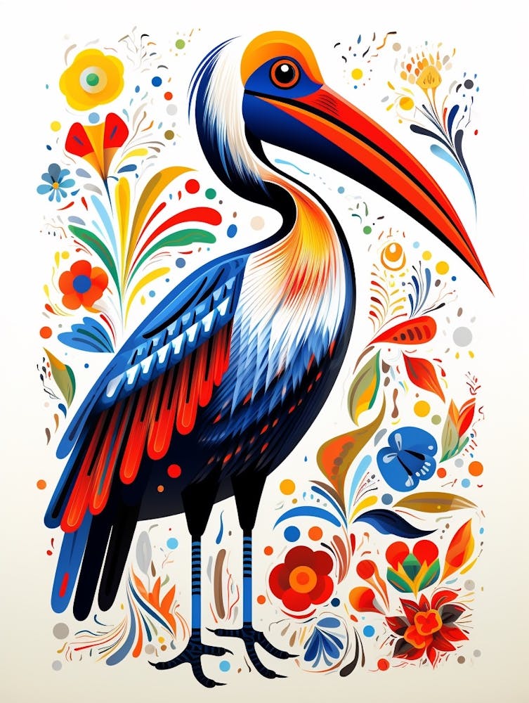 Scandinavian Bird Illustration Brown Pelican 2