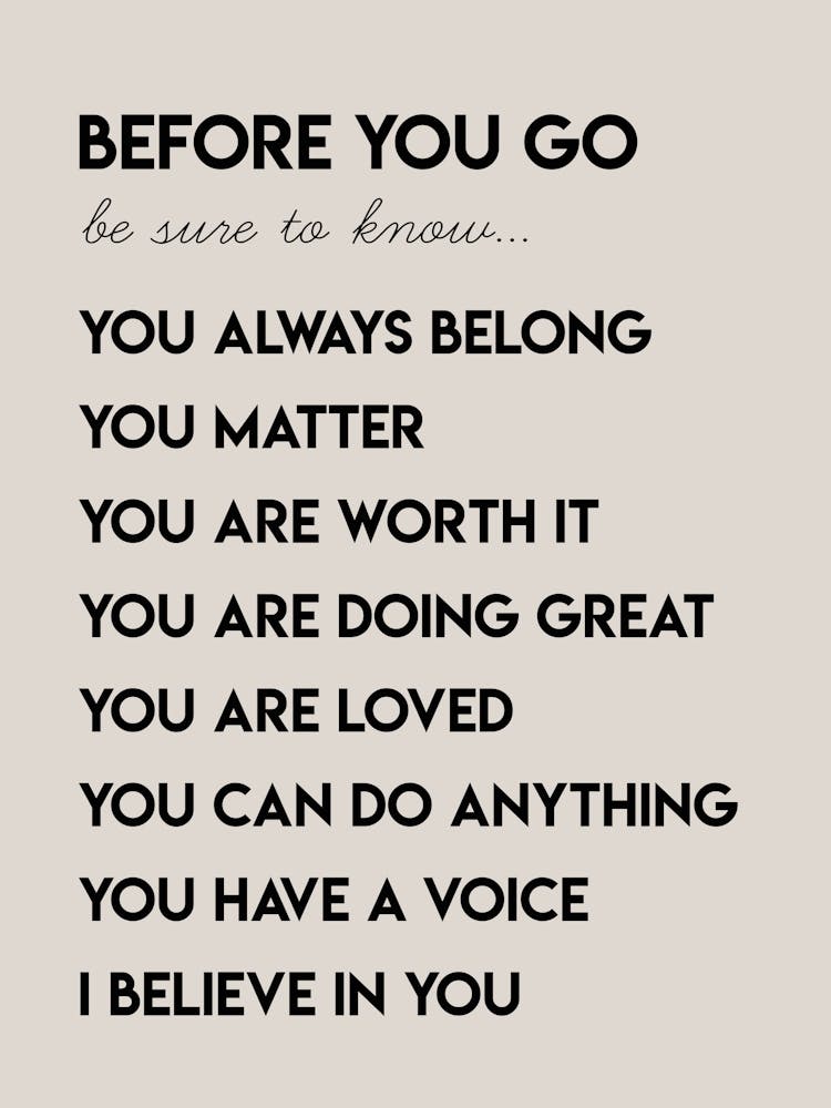 Before You Go Kid Affirmations Tan