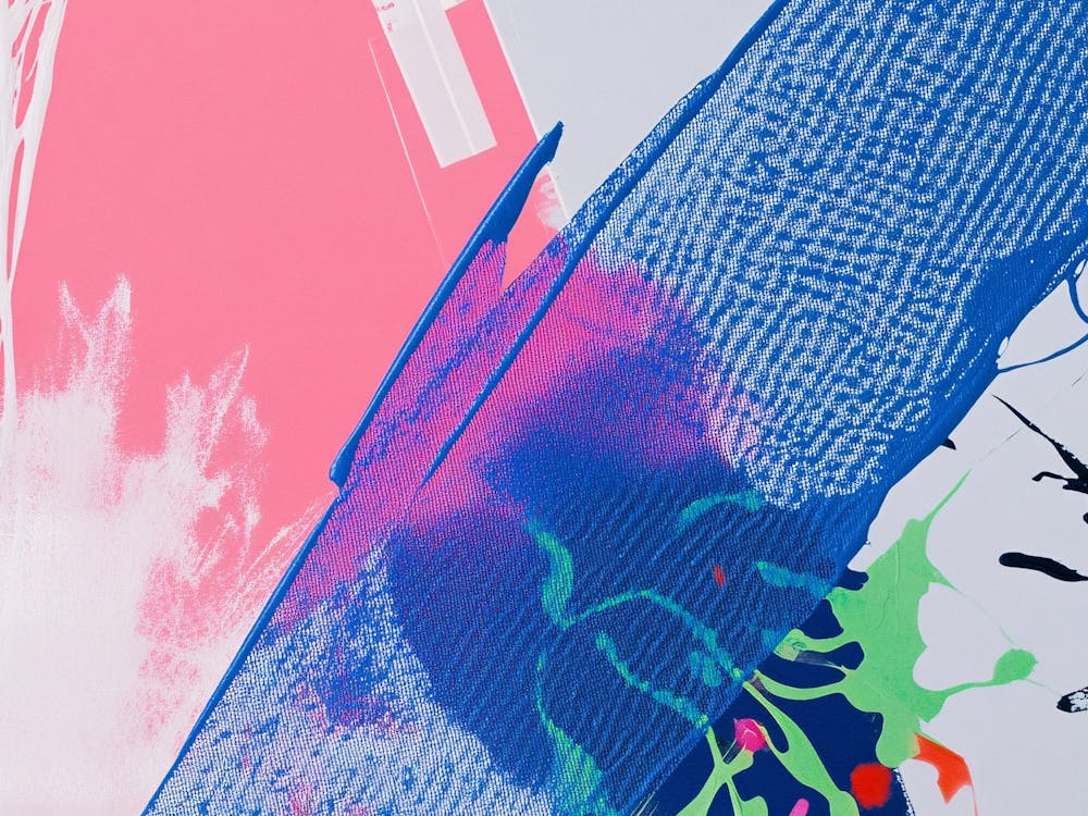 Abstract Painting Pink and Blue