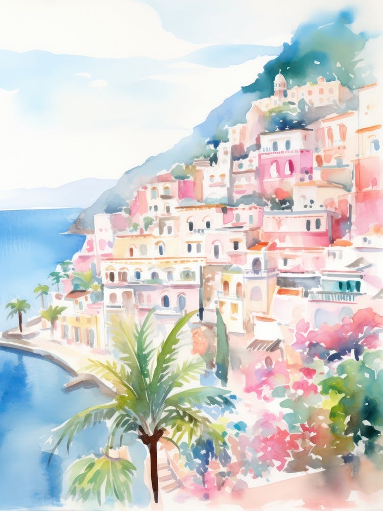 Positano, Italy Watercolour Streets 2