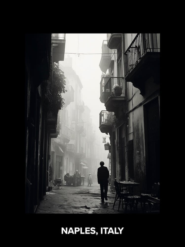 Poster Of Naples, Italy, Mediterranean Black And White Photography Analogue 2
