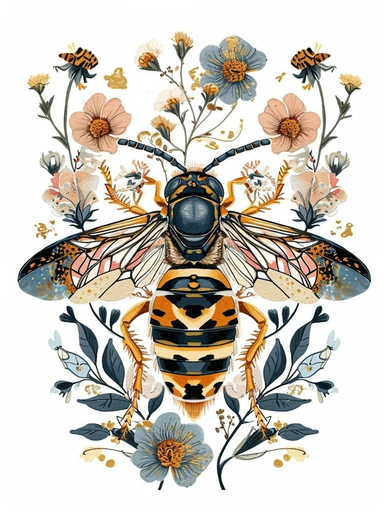 Colourful Insect Illustration Yellowjacket 13