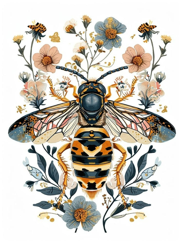 Colourful Insect Illustration Yellowjacket 13
