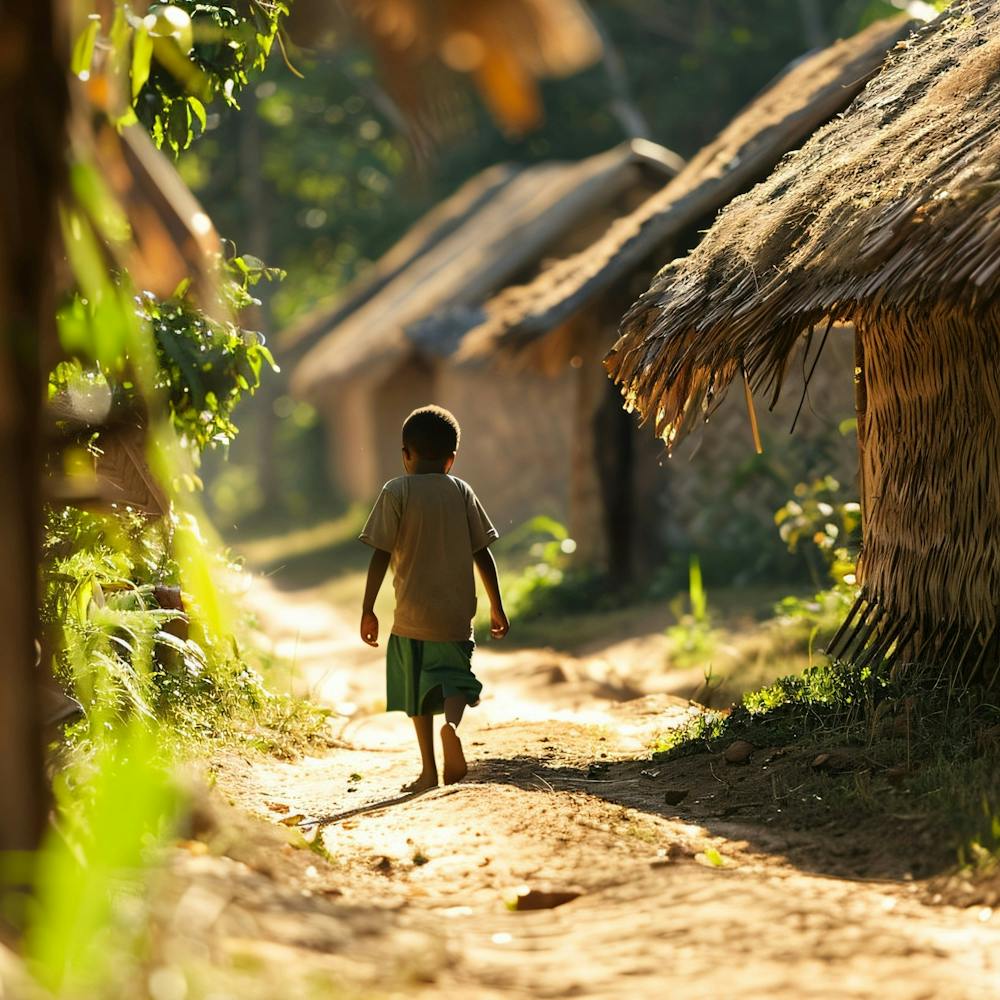 Boy Walks Down A Dirt Road