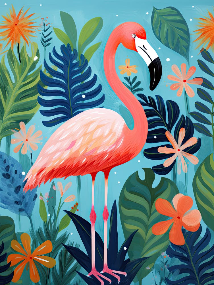 Flamant Rose Dans La Jungle, Inspiré par Matisse