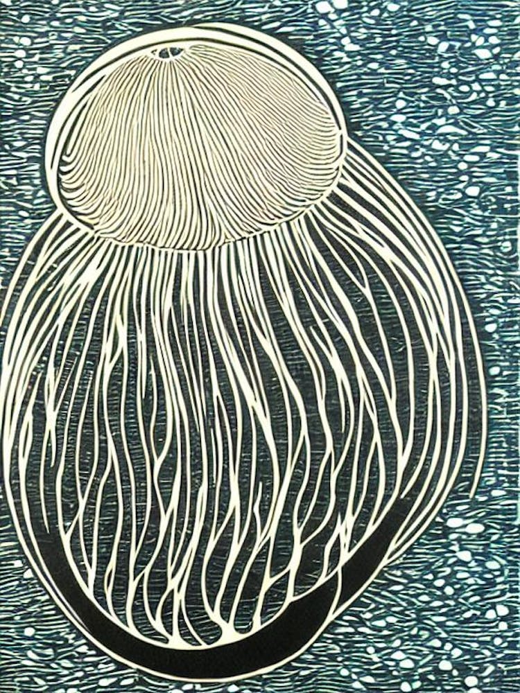Moon Jellyfish Linocut