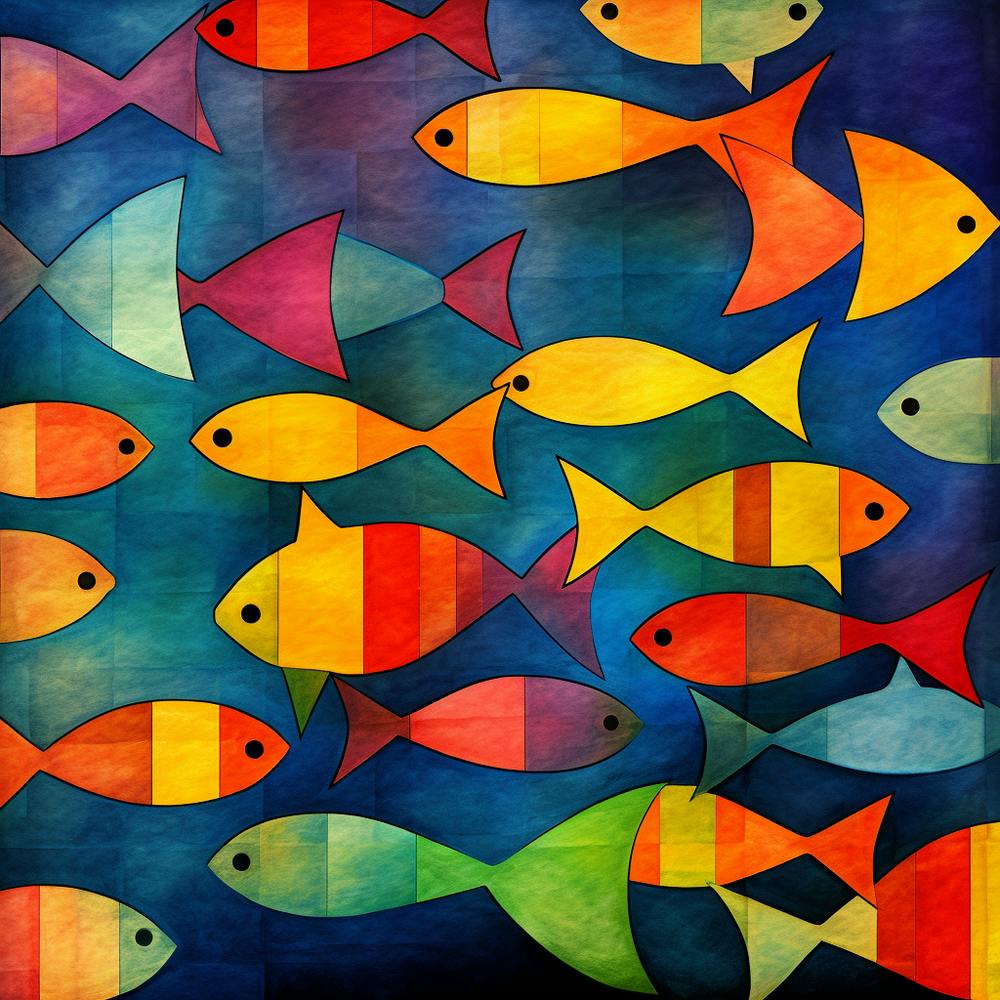 Maraclemente Fish Painting Style Of Paul Klee Seamless 3