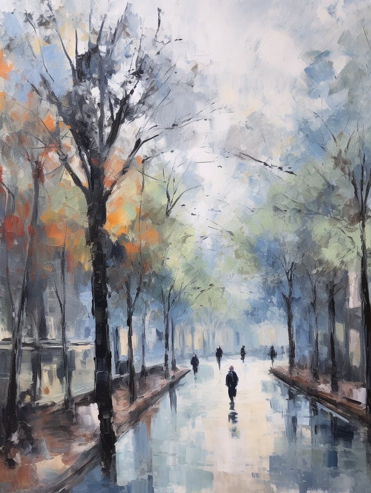 Winter City Park Painting Maria Luisa Park Seville Spain 2