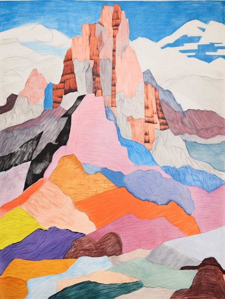 Huascaran Peru 3 Colourful Mountain Illustration