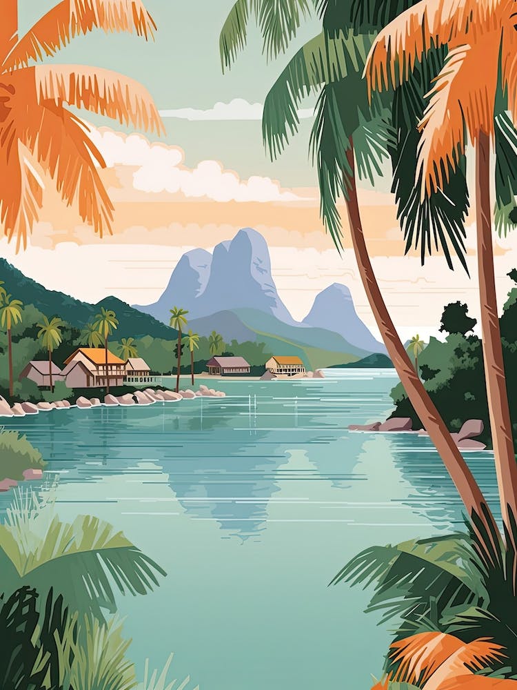 Bora Bora French, Polynesia, Graphic Illustration 3