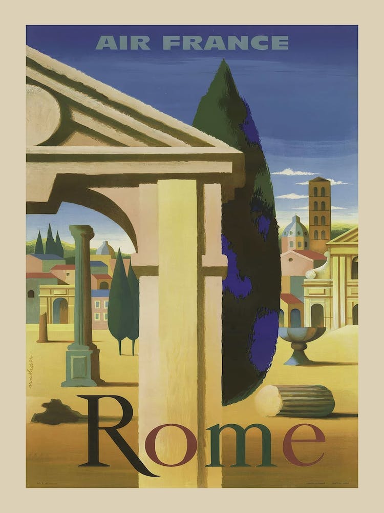Air France Vintage Rome Travel Poster
