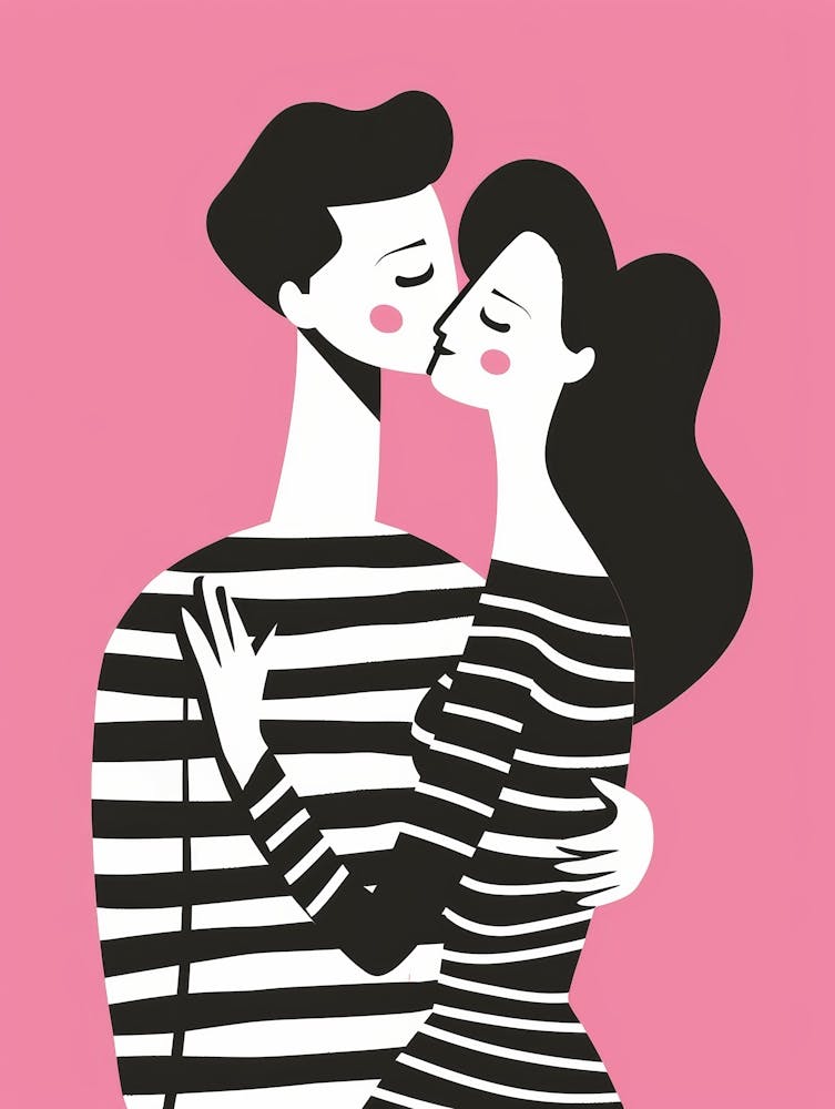 Couple Kissing In Black And White