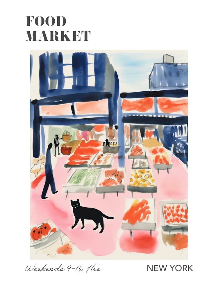 The Food Market In New York 4 Illustration Poster