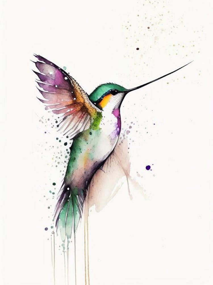 Giant Hummingbird Minimalist Watercolour