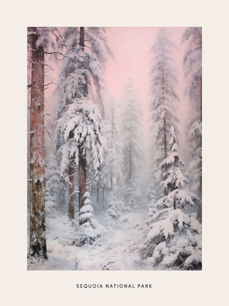 Dreamy Winter National Park Poster  Sequoia National Park United States 1