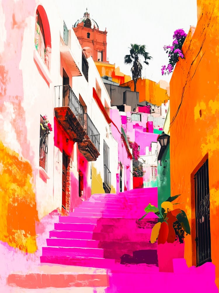 Colorful Street In Mexico City