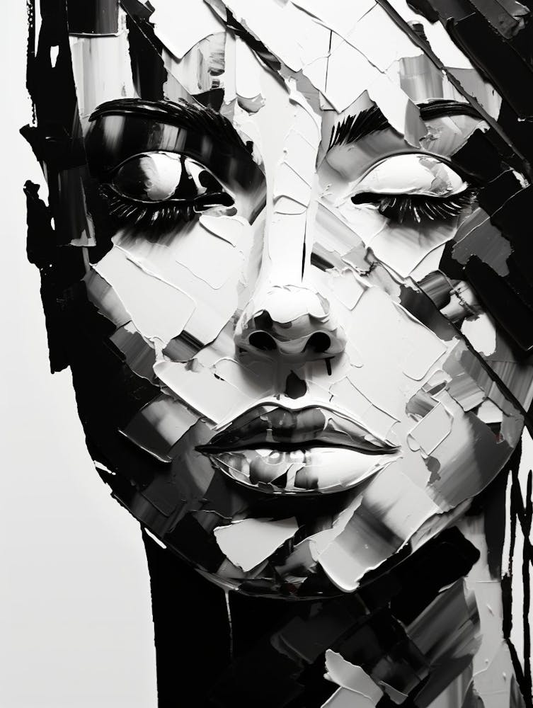 Fractured Identity Abstract Black And White 8