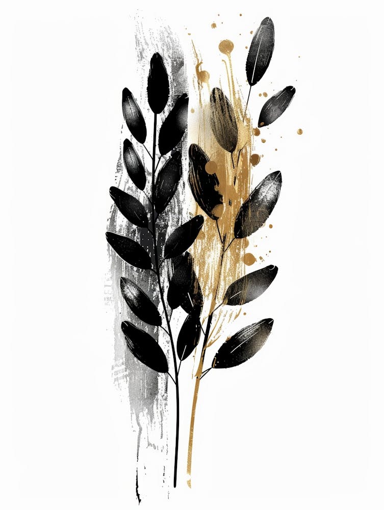 Black And Gold Leaves Canvas Print