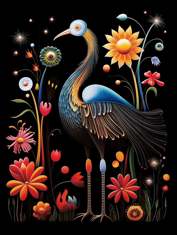 Folk-Vogel-Illustration Strauß