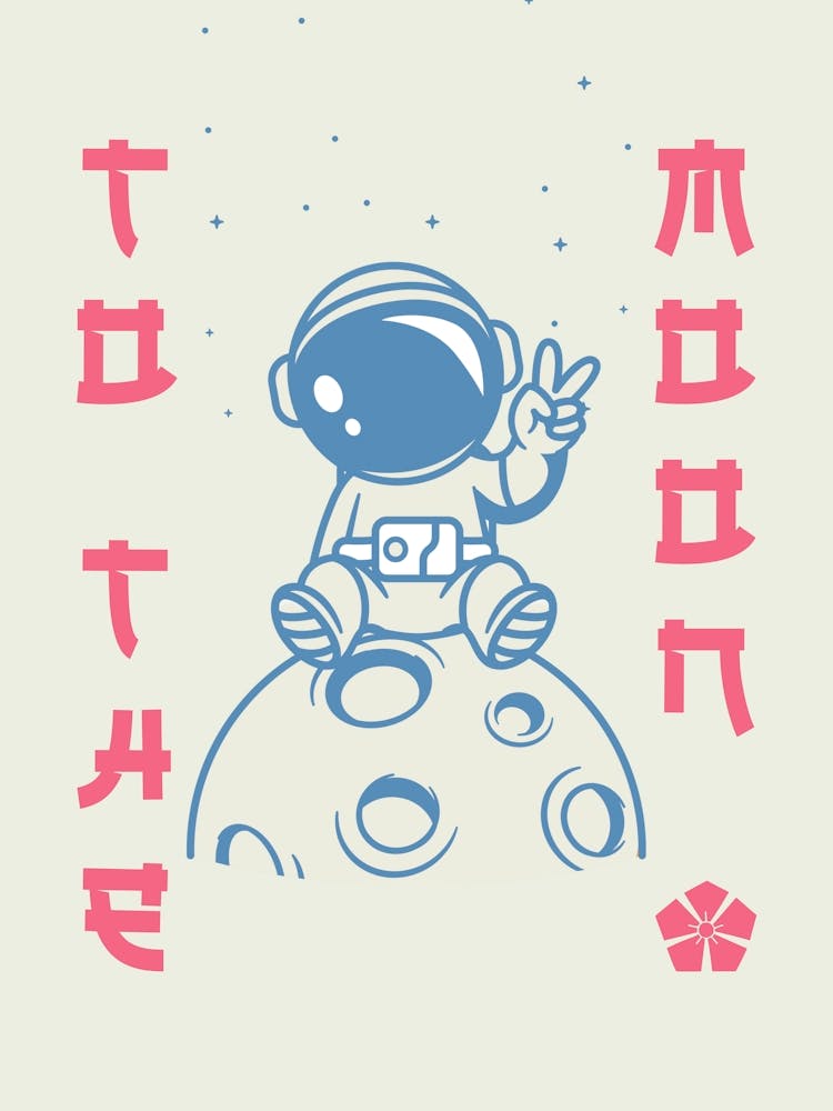 To the Moon — Retrowave poster, space poster, anime print, manga poster