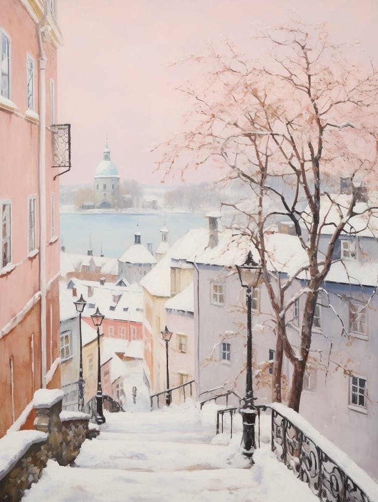 Dreamy Winter Painting Helsinki Finland 3