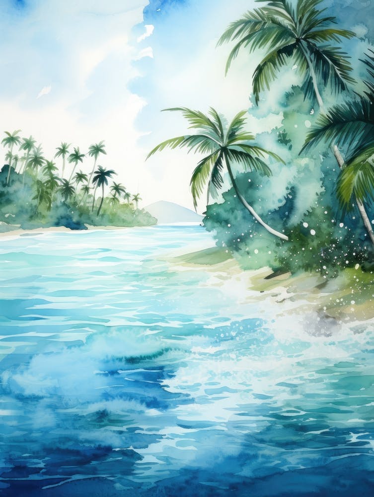 Aquarelle de plage tropicale