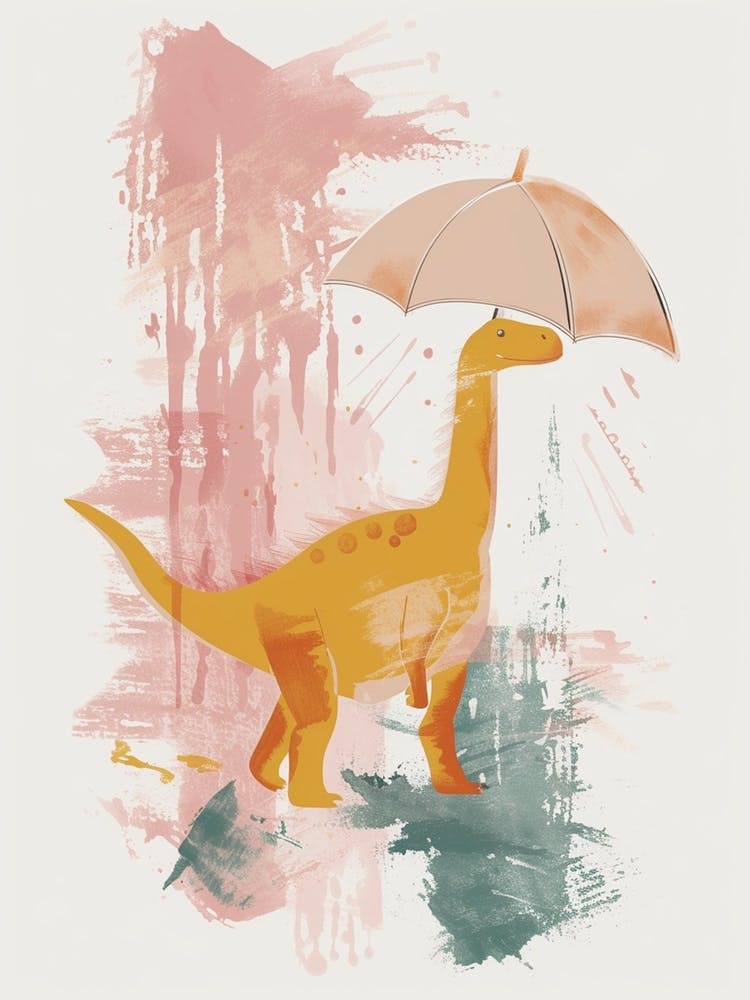 Dinosaur In The Rain Holding An Umbrella 3