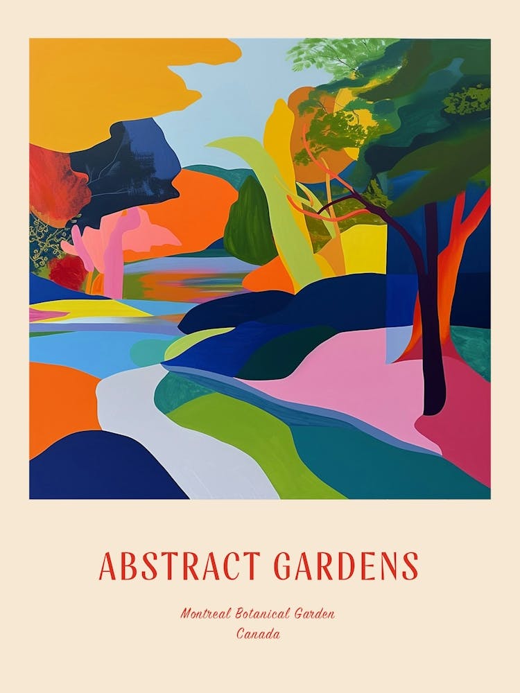 Colourful Gardens Montreal Botanical Garden Canada 1 Red Poster