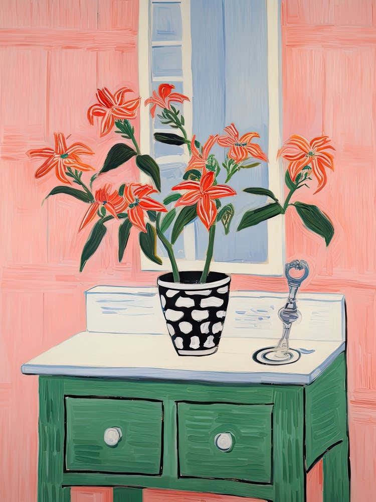 Bathroom Vanity Painting With A Hibiscus Bouquet 1