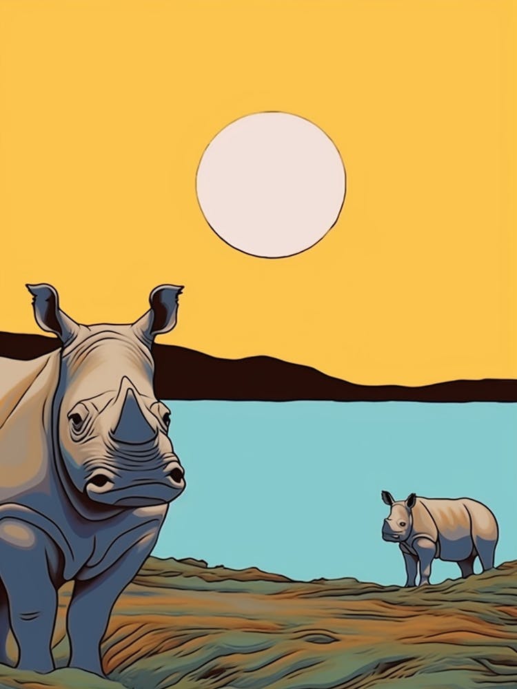 Two Rhinos In The Sun 1