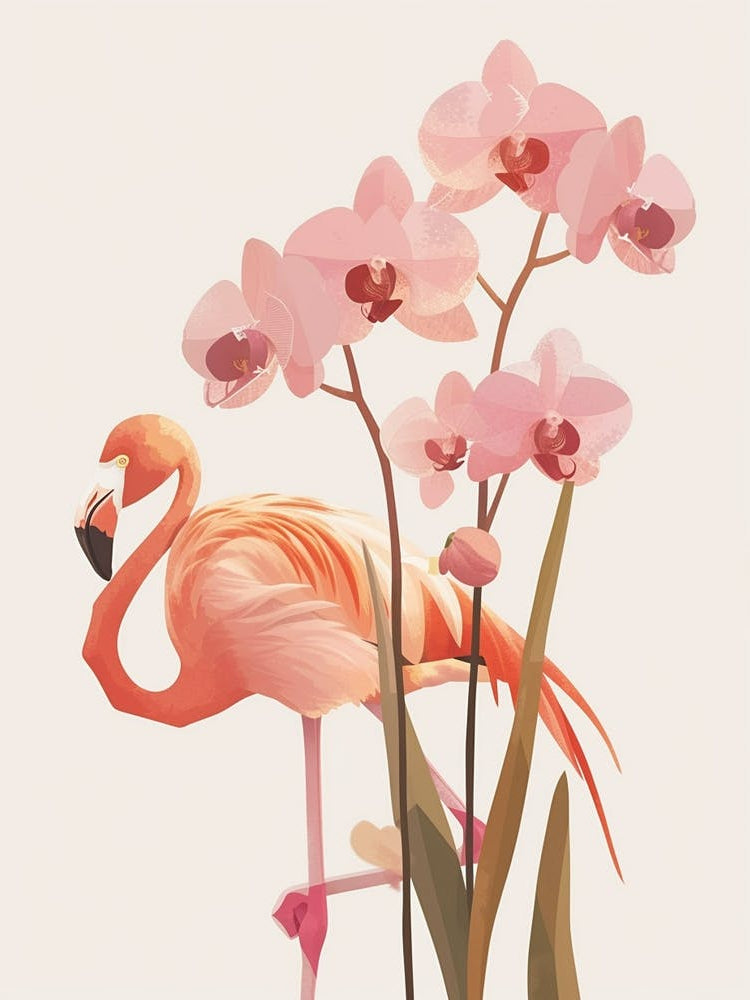 Chilean Flamingo Orchids Minimalist Illustration 4
