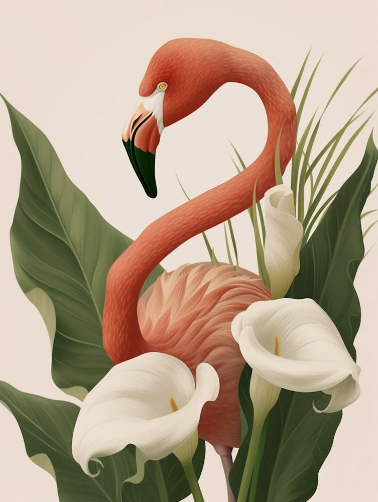 Jamess Flamingo And Calla Lily Minimalist Illustration 4