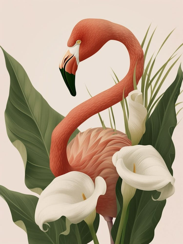 Jamess Flamingo And Calla Lily Minimalist Illustration 4