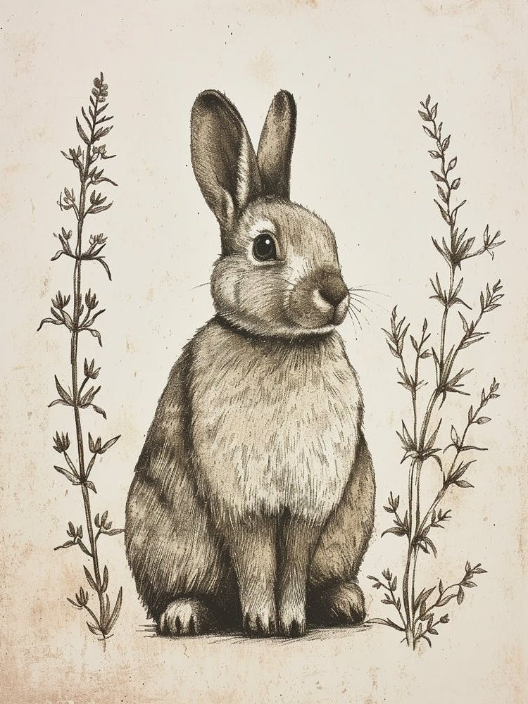 Cinnamon Blockprint Rabbit Illustration 6