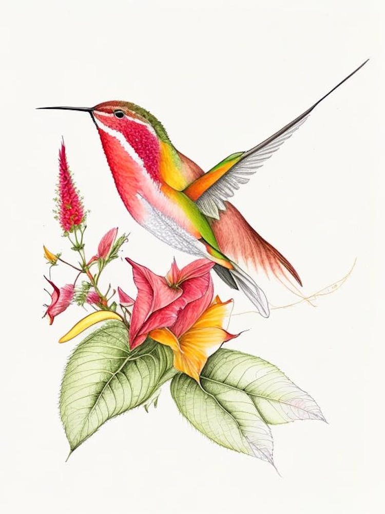 Fiery Throated Hummingbird Quentin Blake Illustration