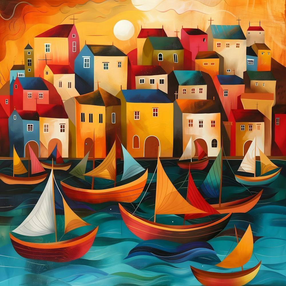 Sailboats In The Harbor, Naïve Folk