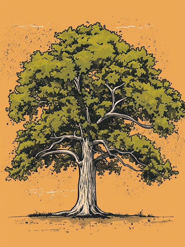 Oak Tree Minimalistic Drawing 4