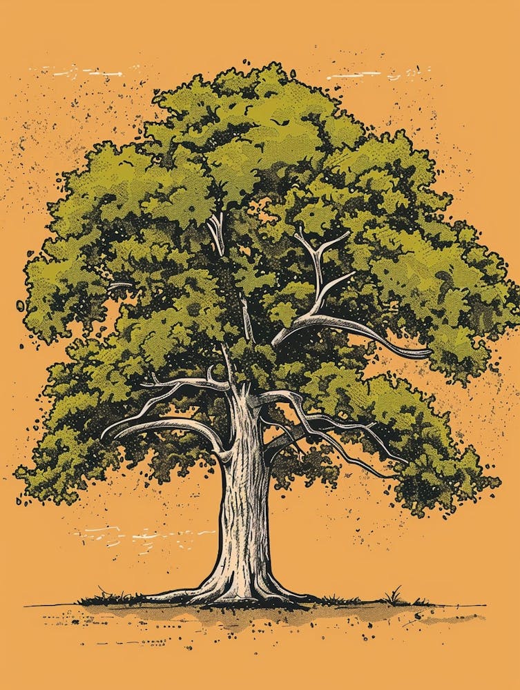 Oak Tree Minimalistic Drawing 4