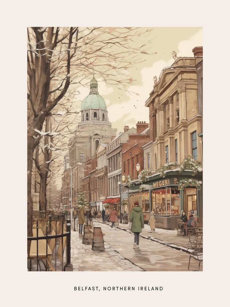 Affiche d'Hiver Vintage Belfast Irlande du Nord 2