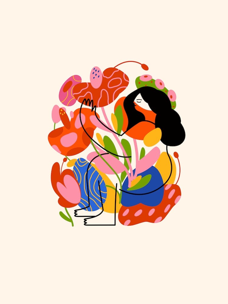Illustration Frauen Bunter Garten 1