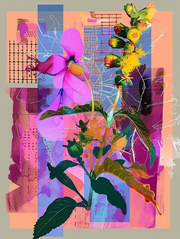 Snapdragon 2 Neon Flower Collage