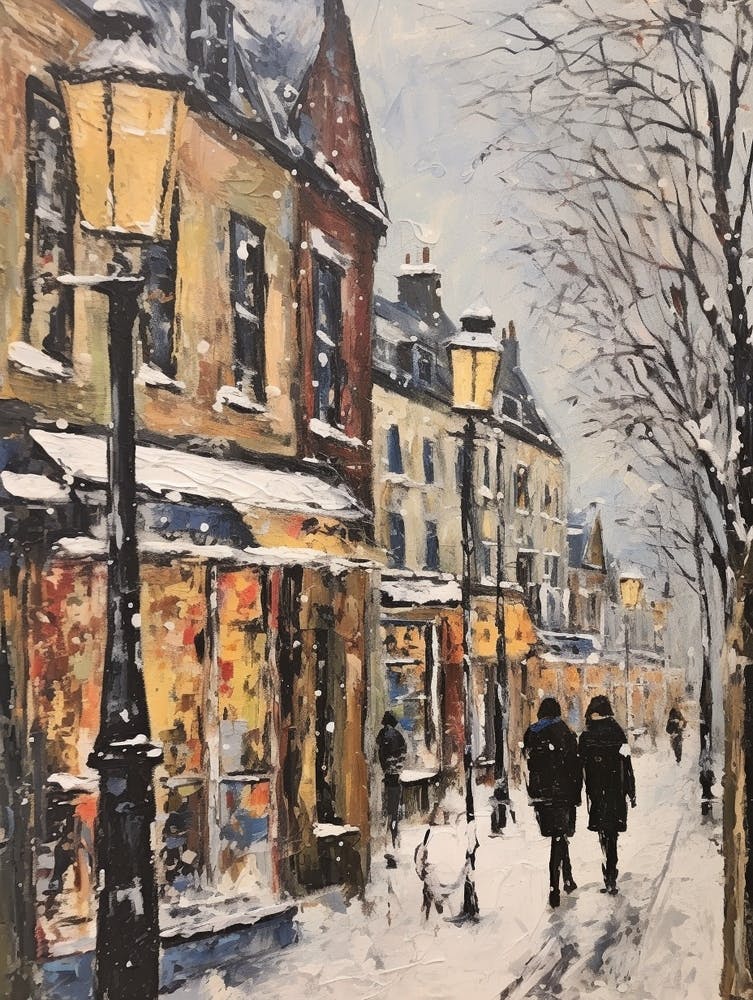 Vintage Winter Painting Windsor United Kingdom