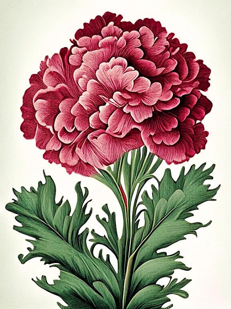 Carnation 2 Floral Botanical Vintage Poster Flower