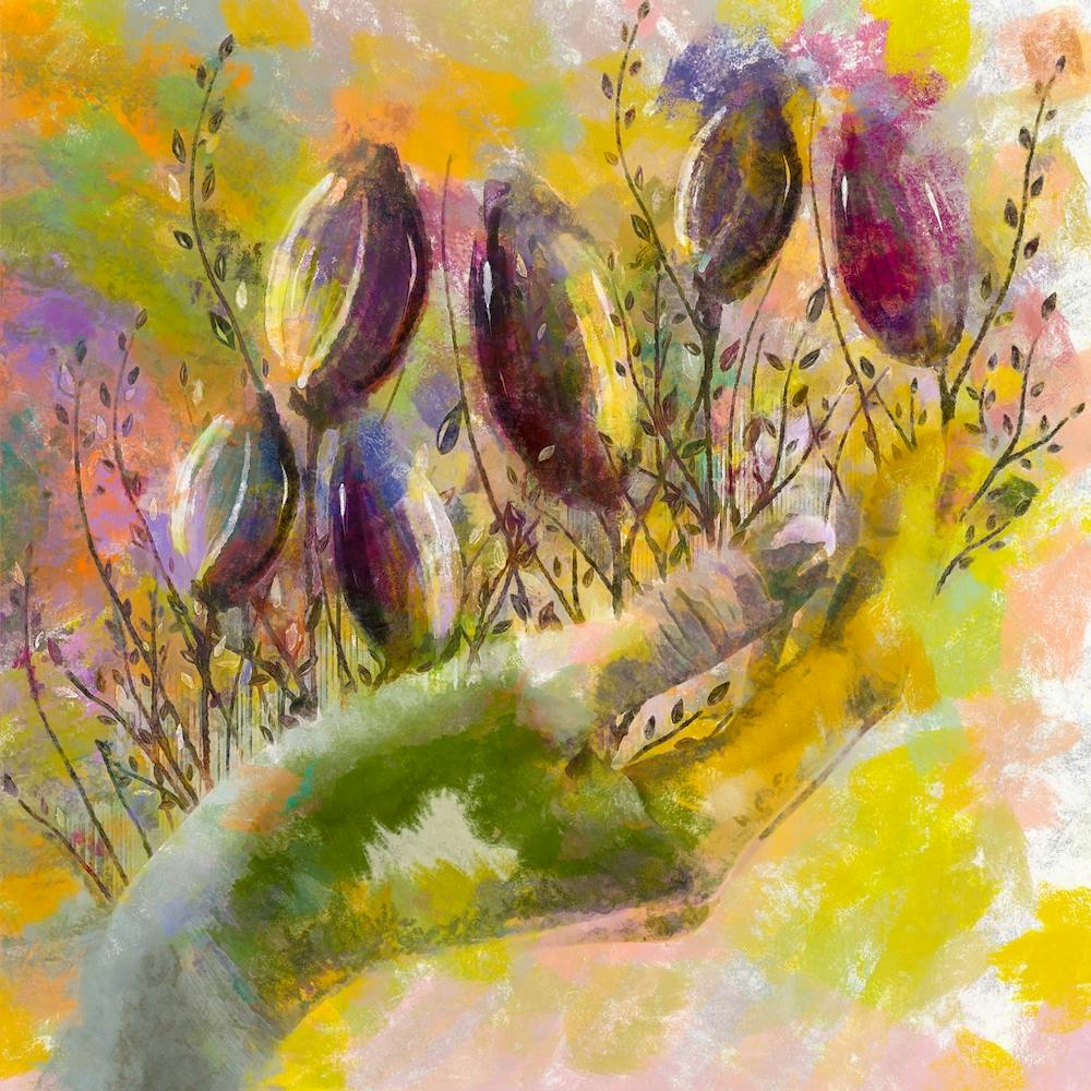 Hand Hold Flowers Square