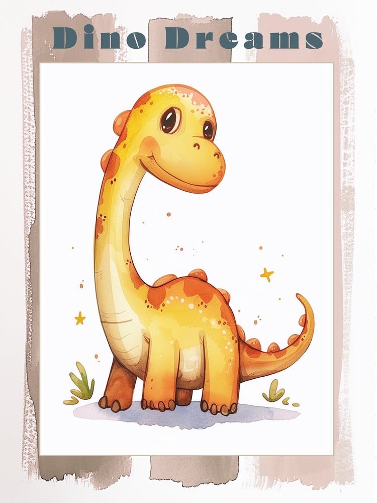 Cute Cartoon Dinosaur Illustration 2 Poster