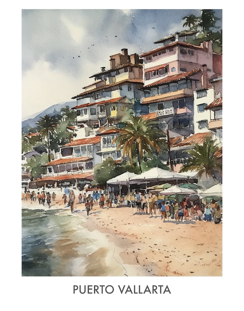 Puerto Vallarta Watercolor 3travel Poster