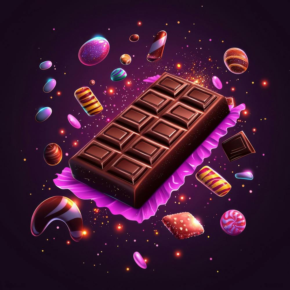 Chocolate Bar On Purple Background