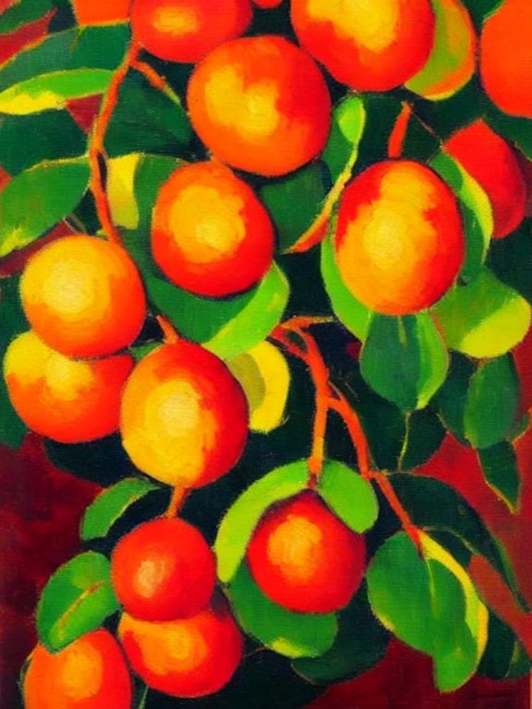 Longan 1 Fruit Vibrant Matisse Inspired Painting Fruit