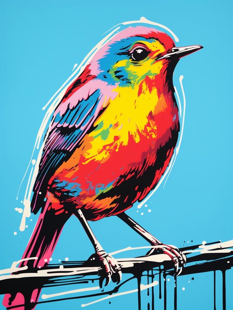 Andy Warhol Style Bird Robin 4